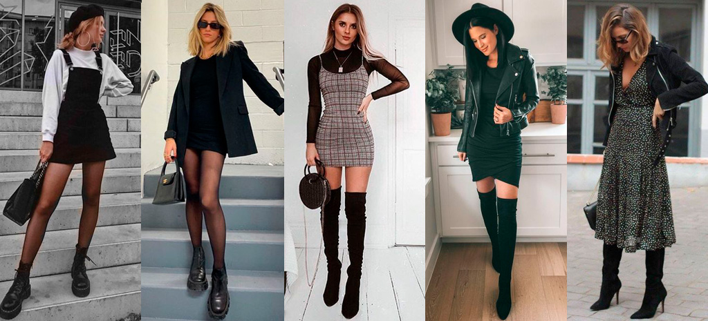 vestidos com botas e coturnos