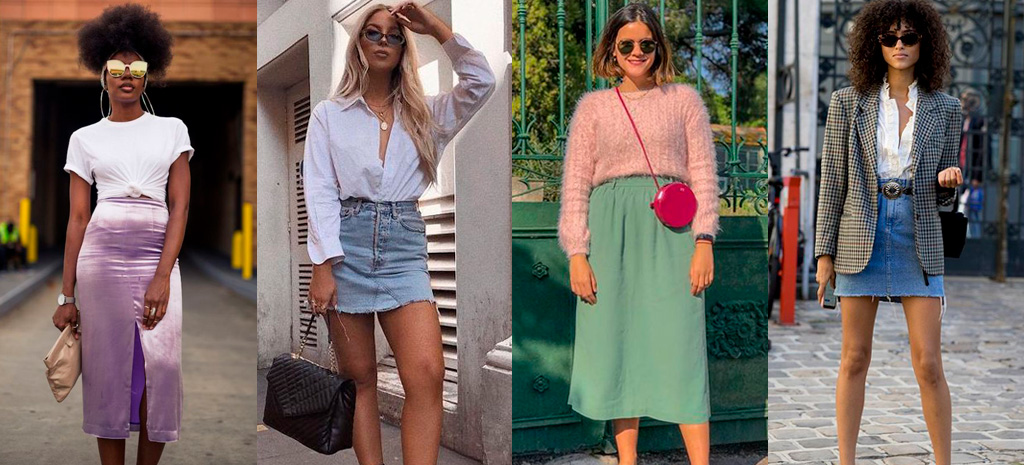 look feminino: saia com rasteira de brilho