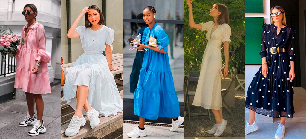 Look com tênis e vestido