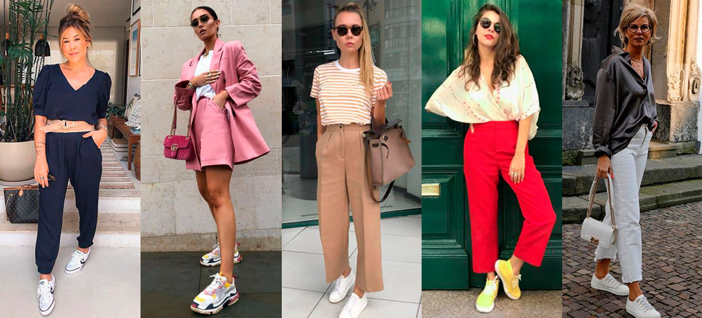 Look elegante com alfaiataria e tênis