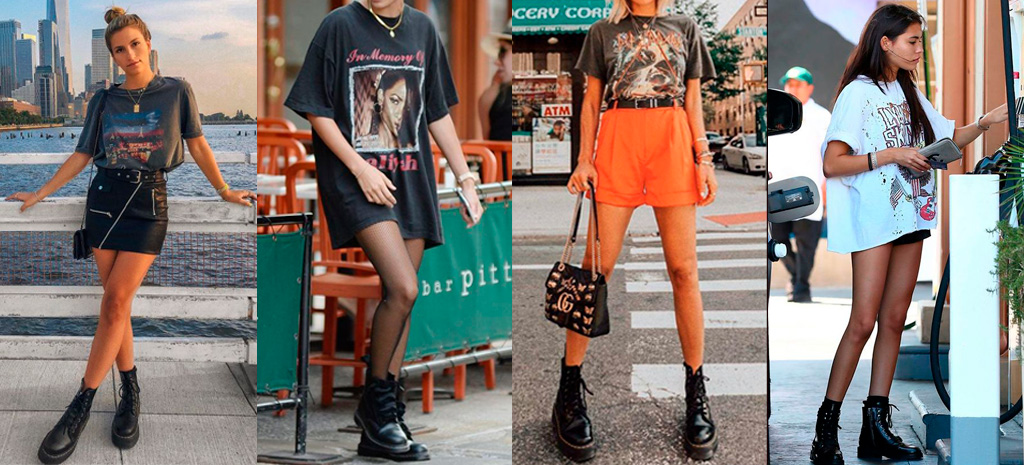 coturno com look pegada rock