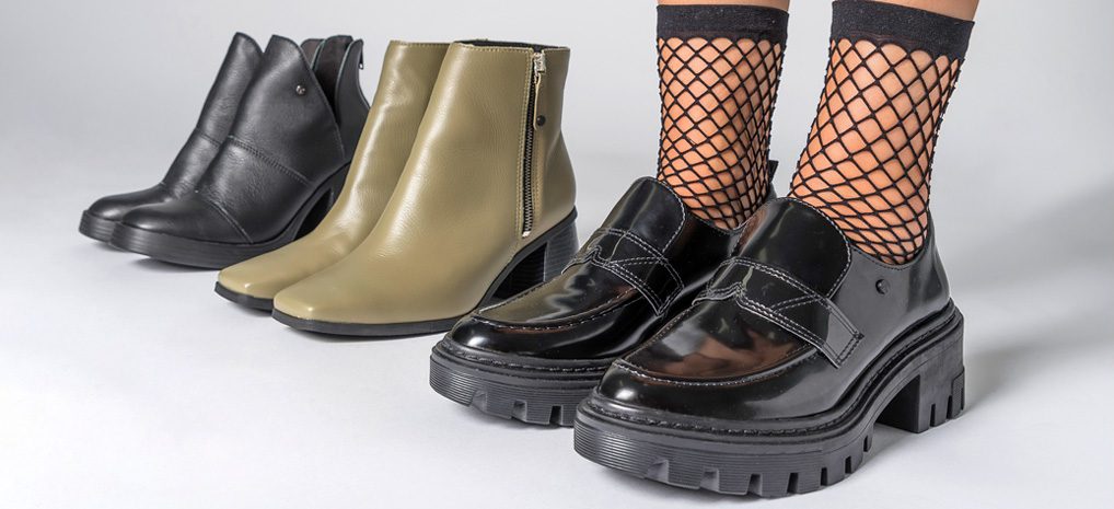 Botas e sapato Tanara com meia arrastão