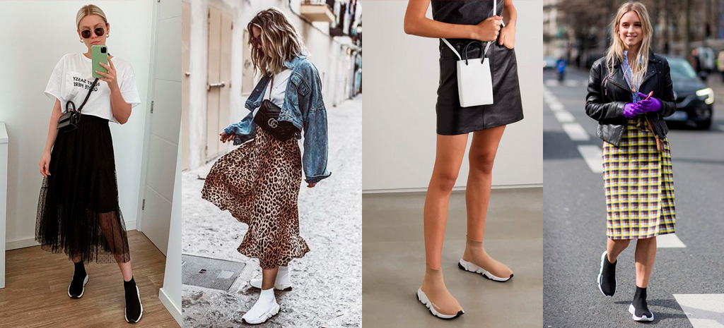 Look com o tênis e saia