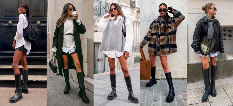 Looks com saia com bota cano longo inverno 2021