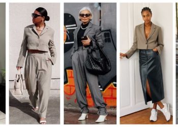 Blazer cropped em tons neutros