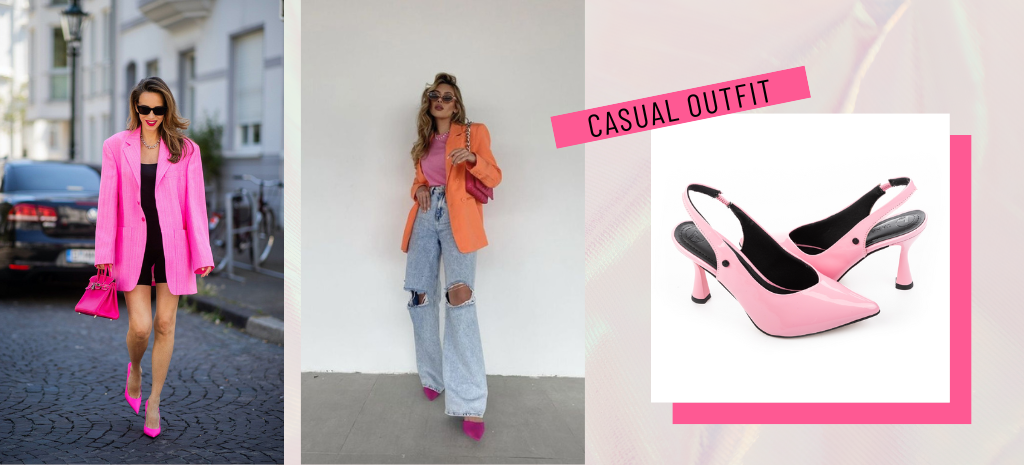 Looks femininos e poderosos com scarpin rosa. (Fotos: divulgação).