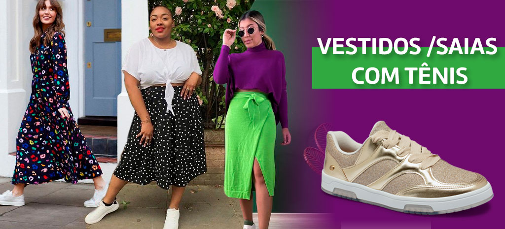 Ouse nas combinações de saias e vestidos com tênis para um estilo mix & match. (Fotos: divulgação)