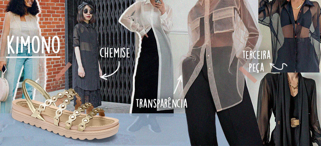 O kimono transparente é ideal para looks meia estação. (Fotos: divulgação)
