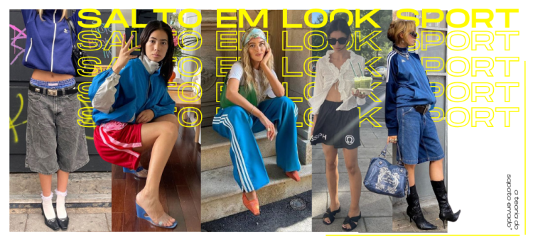 A mistura de salto com look sport é o auge da trend. (Fotos: divulgação)